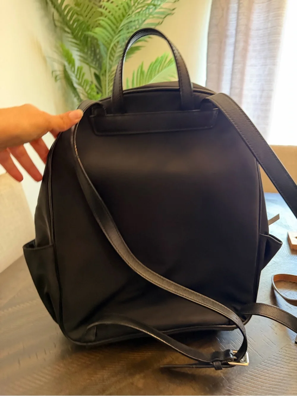 kate spade Black Nylon Backpack with Gold Hardware